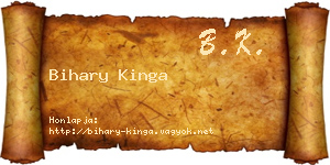 Bihary Kinga névjegykártya